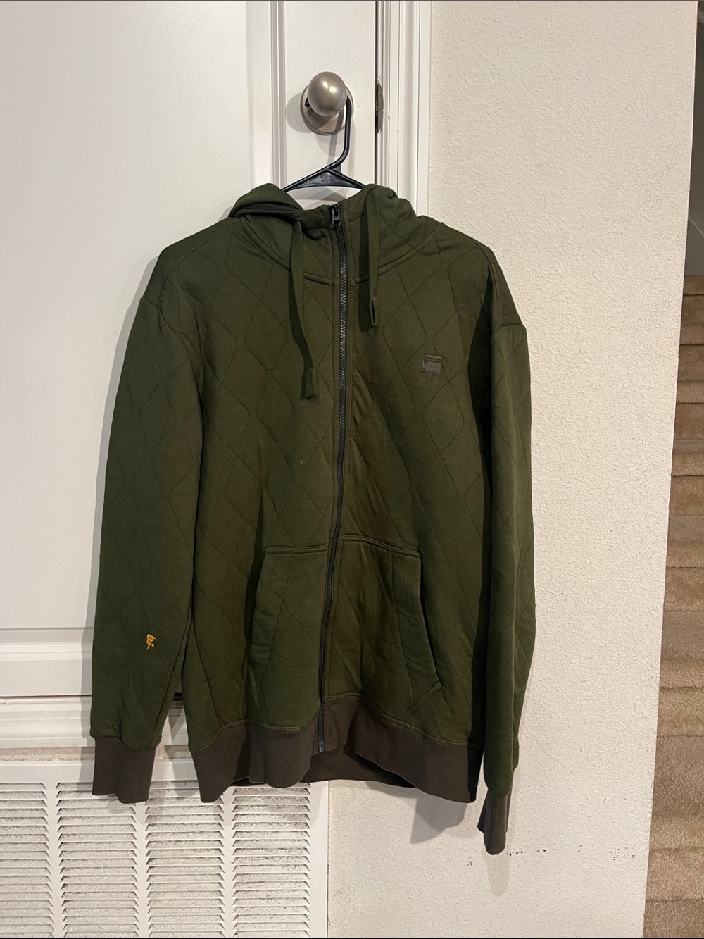 G-Star Olive Green Quilted Zip Hoodie